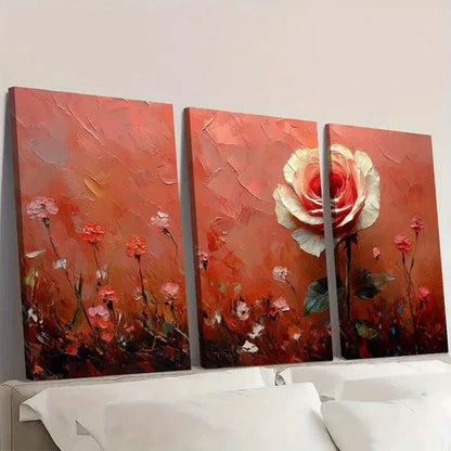 3pcs Small White Rose Artwork TR Wall Art Set Canvas Unframed - High Quality Print 100% Australian Made Wall Canvas