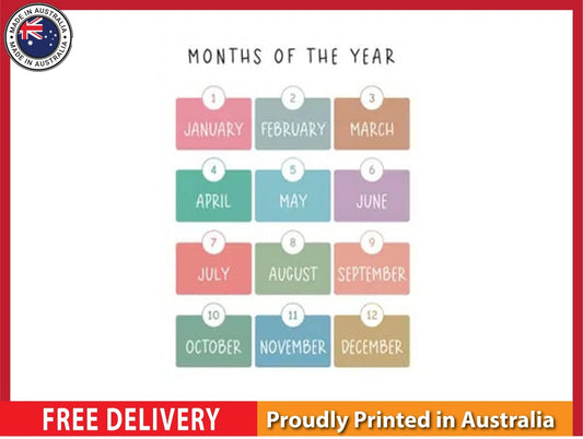 NEW (LAMINATED) Months Of The Year (61X91CM) Educational CHART PICTURE PRINT
