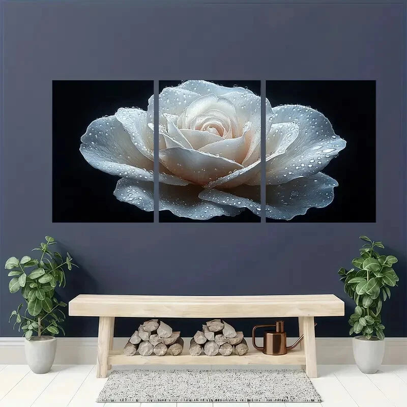 3pcs Painting Print Flower Art Rose Painting Metal Print Ready to Hang Art