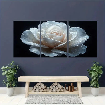 3pcs Painting Print Flower Art Rose Painting Metal Print Ready to Hang Art