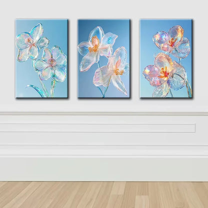 3pcs Luxurious Flowers under the Sky Wall Art Set Canvas Framed 60x90cm - High Quality Print 100% Australian Made Wall Canvas Ready to Hang