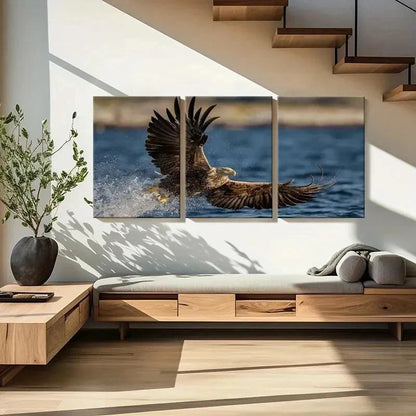 3pcs Eagle Flying Over The Sea Modern Wall Art Set Canvas Framed 40x60cm - High Quality Print 100% Australian Made Wall Canvas Ready to Hang