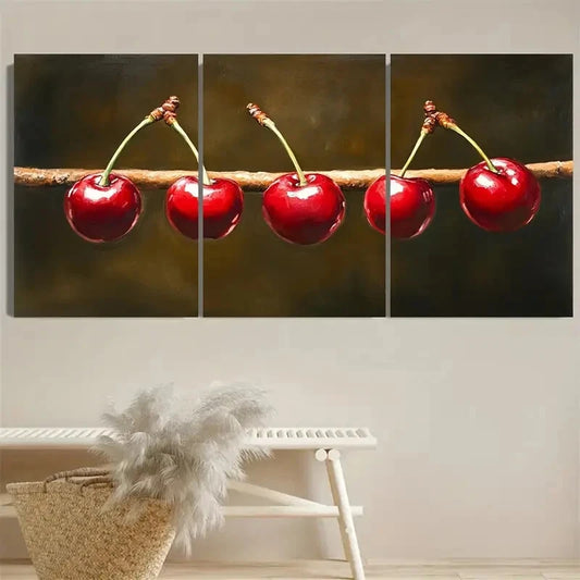 3pcs Cherry with Branch Kitchen Home decor Design Metal Print Ready to Hang Art
