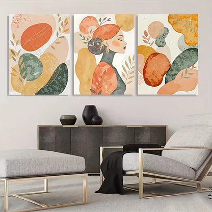 3pcs Abstract Warm Neutral Tones       Wall Art Set Canvas Framed 60x90cm - High Quality Print 100% Australian Made Wall Canvas Ready to Hang