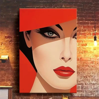 Abstract Red-Rimmed Alluring Eyes Design 40x60cm Metal Print Ready to Hang