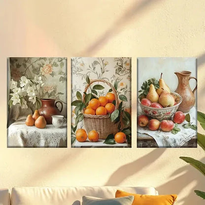 3pcs Vintage Fruit Canvas Art in the Kitchen Wall Art Canvas Unframed – High Quality Print 100% Australian Made Wall Canvas