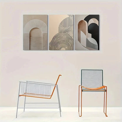 3pcs Geometric Modern Abstract Metal Print Ready to Hang Art