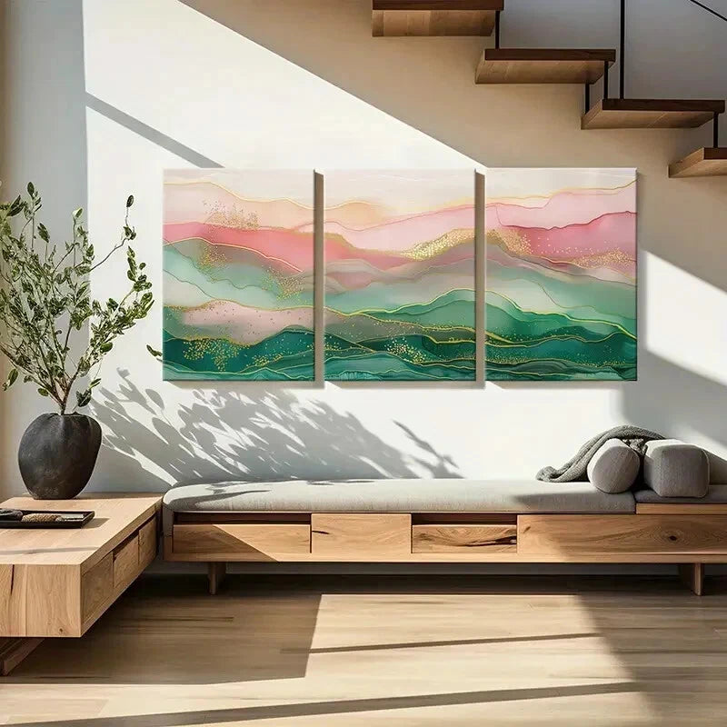 3pcs Abstract Landscape Art Elegant Wall Art Metal Print Ready to Hang Art