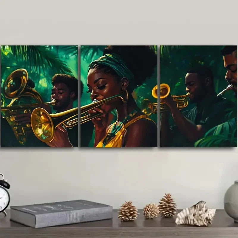 3pcs A Group of Black Jazz Musicians Metal Print Ready to Hang Art