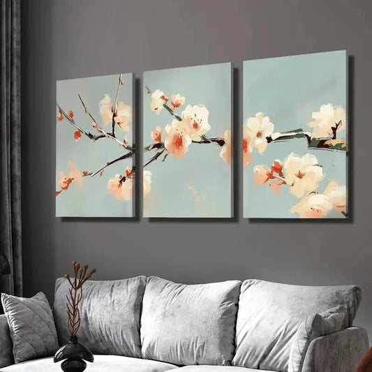 3pcs Flowers And Winter sweet Branches Wall Art Set Canvas Framed 40x60cm - High Quality Print 100% Australian Made Wall Canvas Ready to Hang