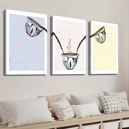 3pcs Colorful Coffee Cup Wall Art Set Canvas Unframed - High Quality Print 100% Australian Made Wall Canvas
