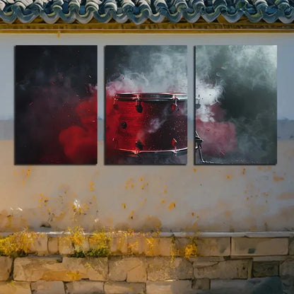 3pcs Modern Abstract Drum Illustration Metal Print Ready to Hang Art