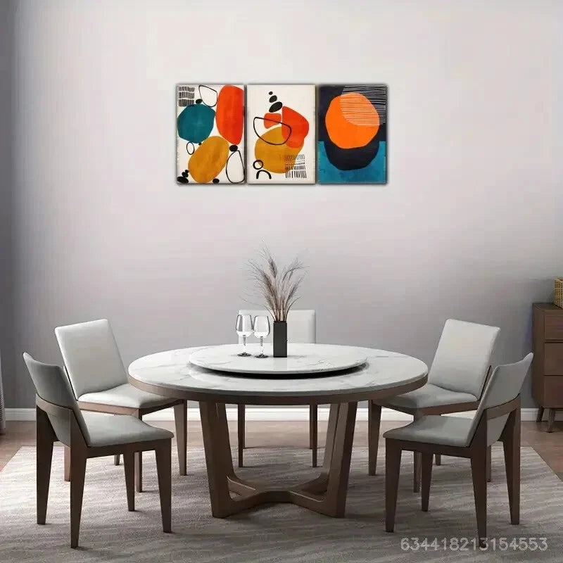 3pcs Line Geometric Pattern Abstract Art Metal Print Ready to Hang Art