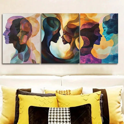 3pcs The Merging Of Diverse Human Souls Wall Art Set Canvas Framed 50x70cm - High Quality Print 100% Australian Made Wall Canvas Ready to Hang