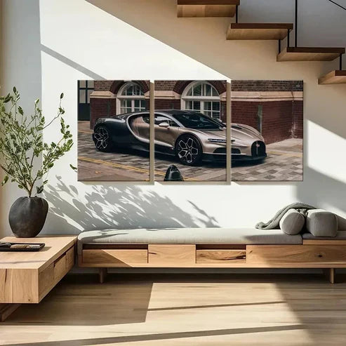 3pcs Modern Bugatti Supercar Wall Art Canvas Unframed - High Quality Print 100% Australian Made Wall Canvas
