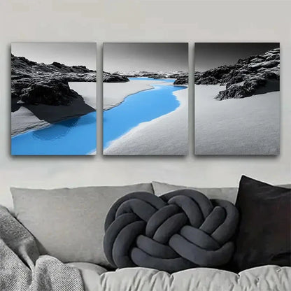 3pcs Decorative Art Landscape Painting Metal Print Ready to Hang Art