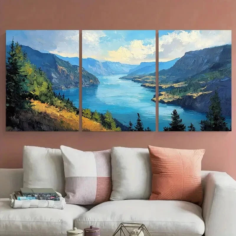 3pcs Columbia Gorge River Landscape Travel Metal Print Ready to Hang Art