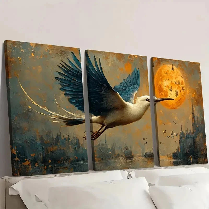 3pcs The Great Flight Fine Art Print Bird   Wall Art Set Canvas Framed 60x90cm - High Quality Print 100% Australian Made Wall Canvas Ready to Hang