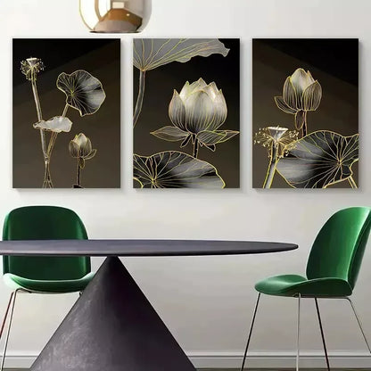 3pcs Abstract Wall Art Lotus Flower Canvas Framed 40x60cm - High Quality Print 100% Australian Made Wall Canvas Ready to Hang