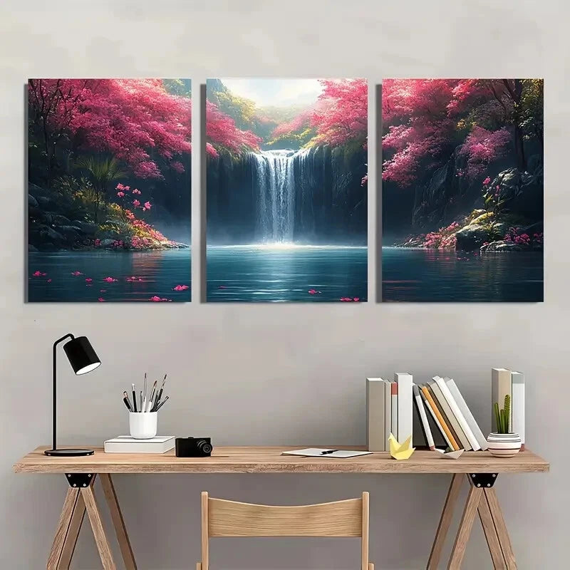 3pcs Flower Painting Print Water Art Tropical Metal Print Ready to Hang Art