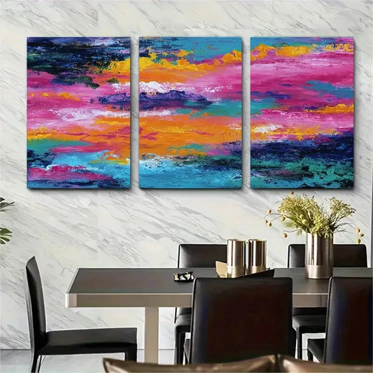 3pcs Seascape Abstract Sunset Coastal Perfect Wall Art Set Canvas Framed 40x60cm - High Quality Print 100% Australian Made Wall Canvas Ready to Hang