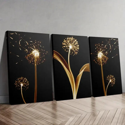 3pcs Modern Abstract Dandelion Wall Art Set Canvas Framed 60x90cm - High Quality Print 100% Australian Made Wall Canvas Ready to Hang