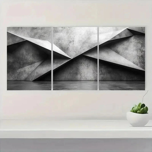 3pcs Abstract Geometric Black and White Design Metal Print Ready to Hang Art