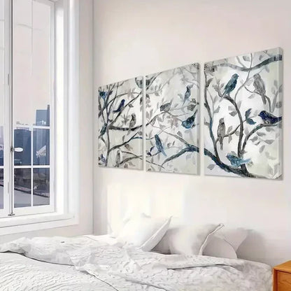3pcs Birds & Branches Triptych Wall Art Set Canvas Framed60X90cm - High Quality Print 100% Australian Made Wall Canvas Ready to Hang
