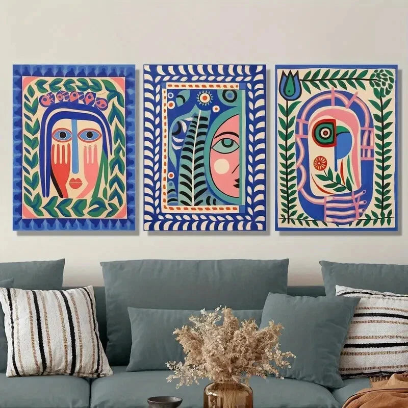 3pcs Modern Bohemian Painting Metal Print Ready to Hang Art