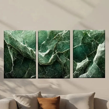 3pcs Large Green Marble Decoration Wall Art Set Canvas Framed 40x60cm - High Quality Print 100% Australian Made Wall Canvas Ready to Hang