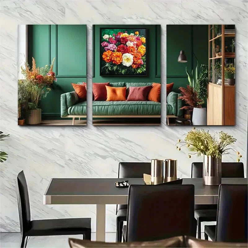 3pcs Vibrant Amsterdam Flower Colorful Metal Print Ready to Hang Art