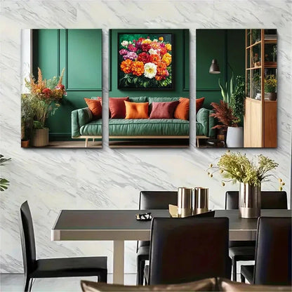 3pcs Vibrant Amsterdam Flower Colorful Metal Print Ready to Hang Art