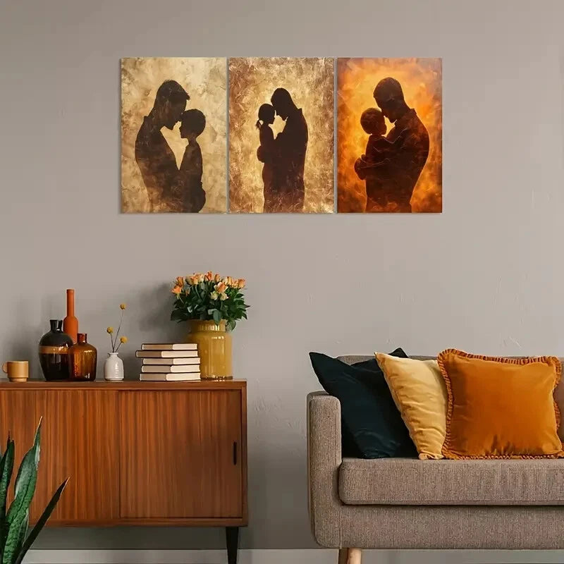 3pcs Vintage Father & Son Silhouette Metal Print Ready to Hang Art