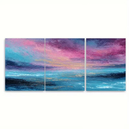 3pcs Abstract Ocean Landscape Metal Print Ready to Hang Art