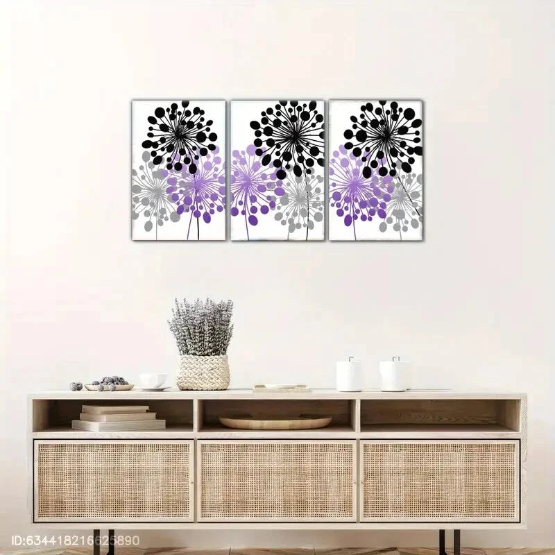 3pcs Purple Style Decorative Prints Posters Metal Print Ready to Hang Art