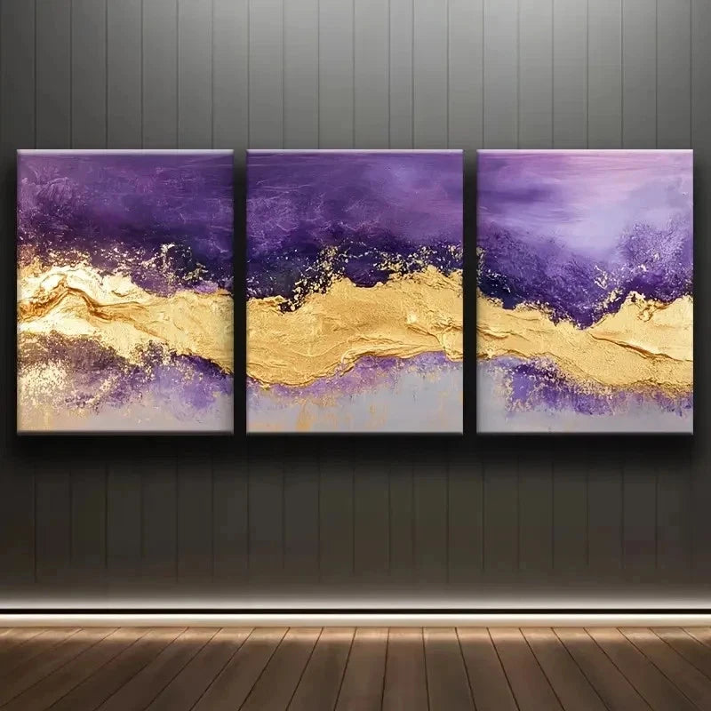 3pcs Vibrant Combination Of Purple Wall Art Set Canvas Framed 40x60cm - High Quality Print 100% Australian Made Wall Canvas Ready to Hang