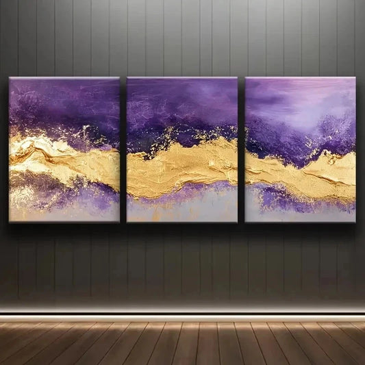 3pcs Vibrant Combination Of Purple Wall Art Set Canvas Framed 40x60cm - High Quality Print 100% Australian Made Wall Canvas Ready to Hang