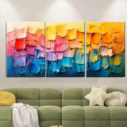 3pcs Textured Layered Abstract Metal Print Ready to Hang Art