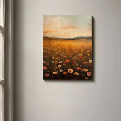 Beautiful Vintage Spring Wildflowers Painting 40x60cm Metal Print Ready to Hang