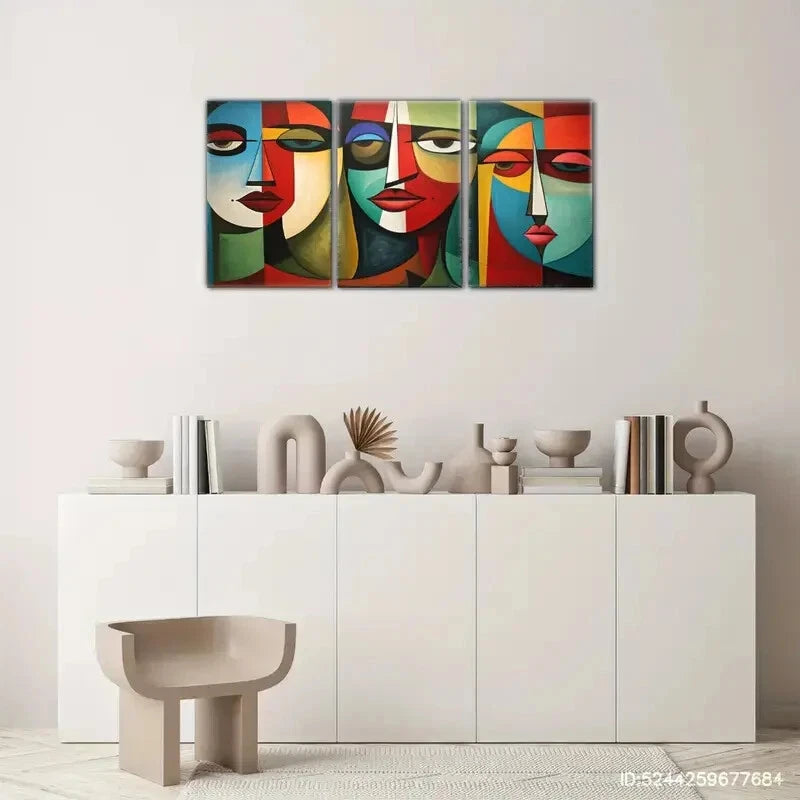 3pcs Artistic Expression Female Portrait Art Metal Print Ready to Hang