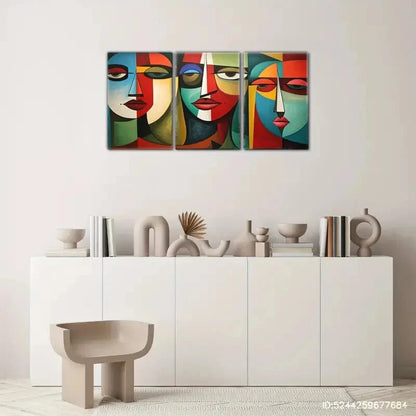3pcs Artistic Expression Female Portrait Art Metal Print Ready to Hang