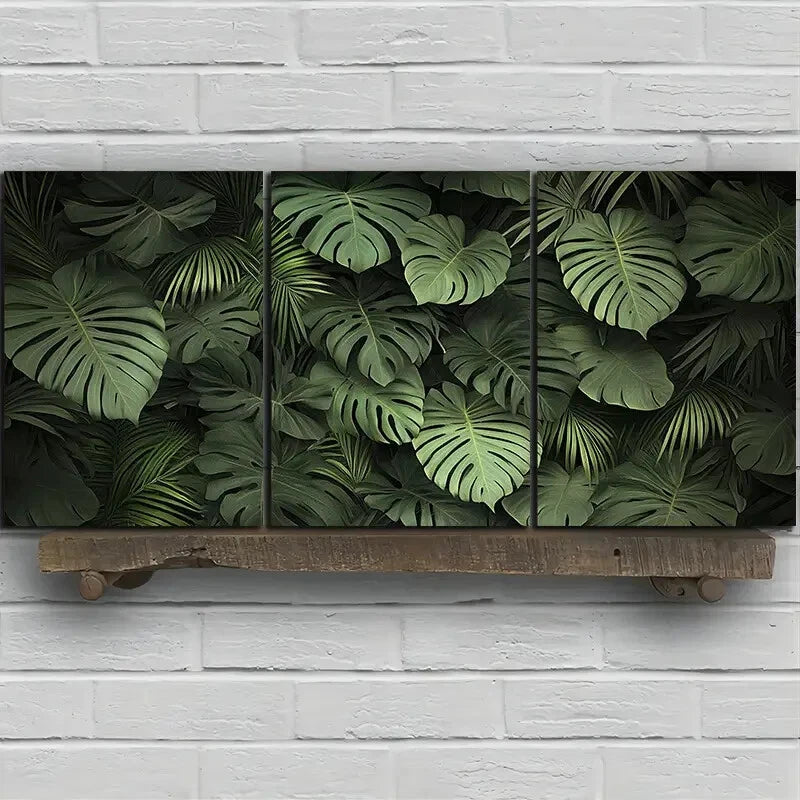 3pcs Botanical Green Plants Under The Sunshine Metal Print Ready to Hang Art