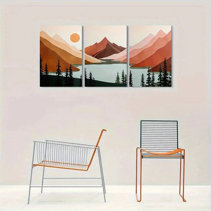 3pcs Abstract Mountain Nature Scene Metal Print Ready to Hang Art