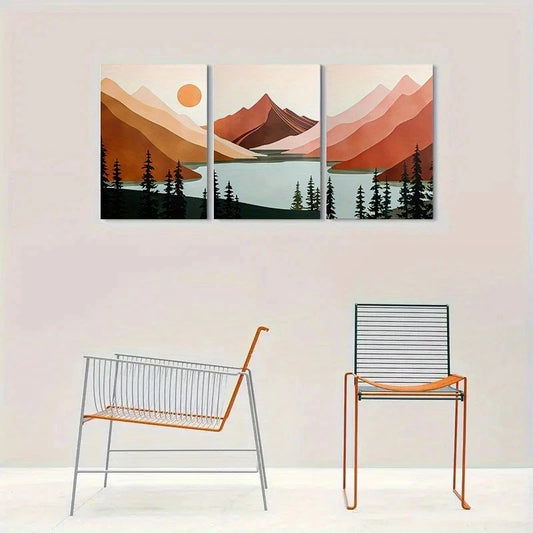3pcs Abstract Mountain Nature Scene Metal Print Ready to Hang Art
