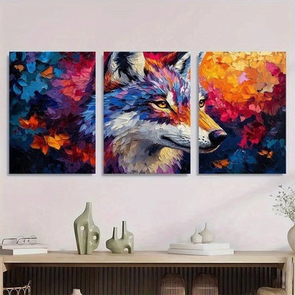 3pcs Contemporary Style Animal Pattern Metal Print Ready to Hang Art