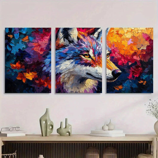 3pcs Contemporary Style Animal Pattern Metal Print Ready to Hang Art