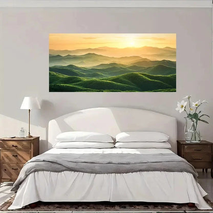 Golden Sunset Mountain Wall Art Canvas Office Home Room Framed 120x60cm