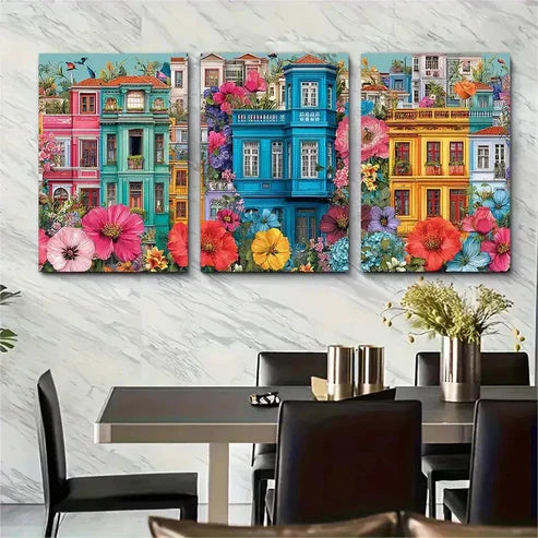 3pcs Vibrant Cityscape Wall Art Canvas Unframed - High Quality Print 100% Australian Made Wall Canvas