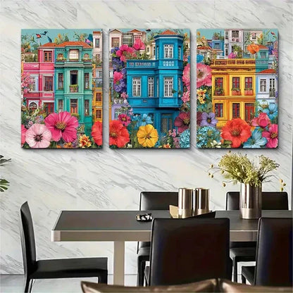 3pcs Vibrant Cityscape Wall Art Canvas Unframed - High Quality Print 100% Australian Made Wall Canvas