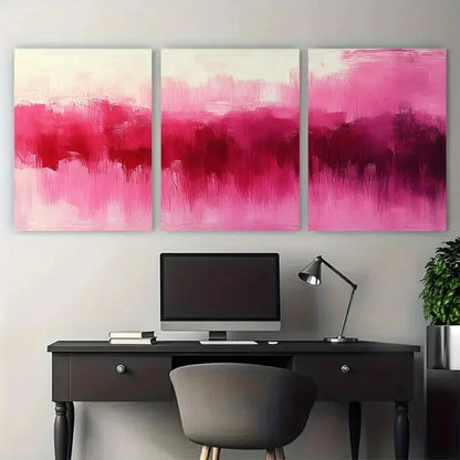 3pcs Vibrant Pink Magenta Abstract Wall Art Set Canvas Framed 50x70cm - High Quality Print 100% Australian Made Wall Canvas Ready to Hang